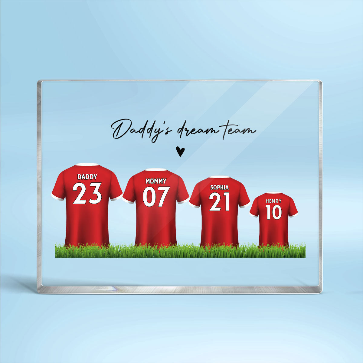 Daddy's Team Soccer Shirt Personalized Acrylic Block Plaque