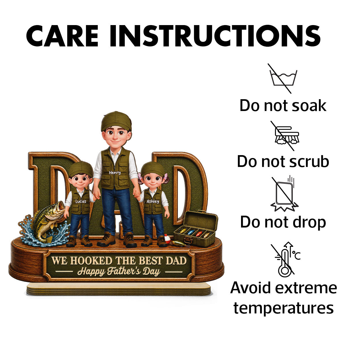 We Hooked The Best Dad Fishing Dad - Personalized 2-Layered Wooden Plaque - Father's Day Gift For Fishing Dad, Fishing Lovers