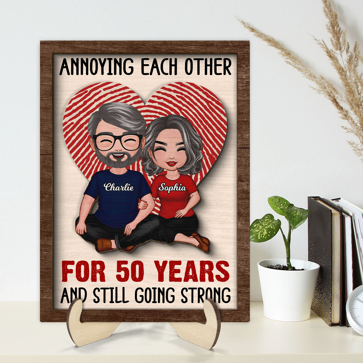 Annnoying Each Other Couple Personalized 2-Layer Wooden Plaque