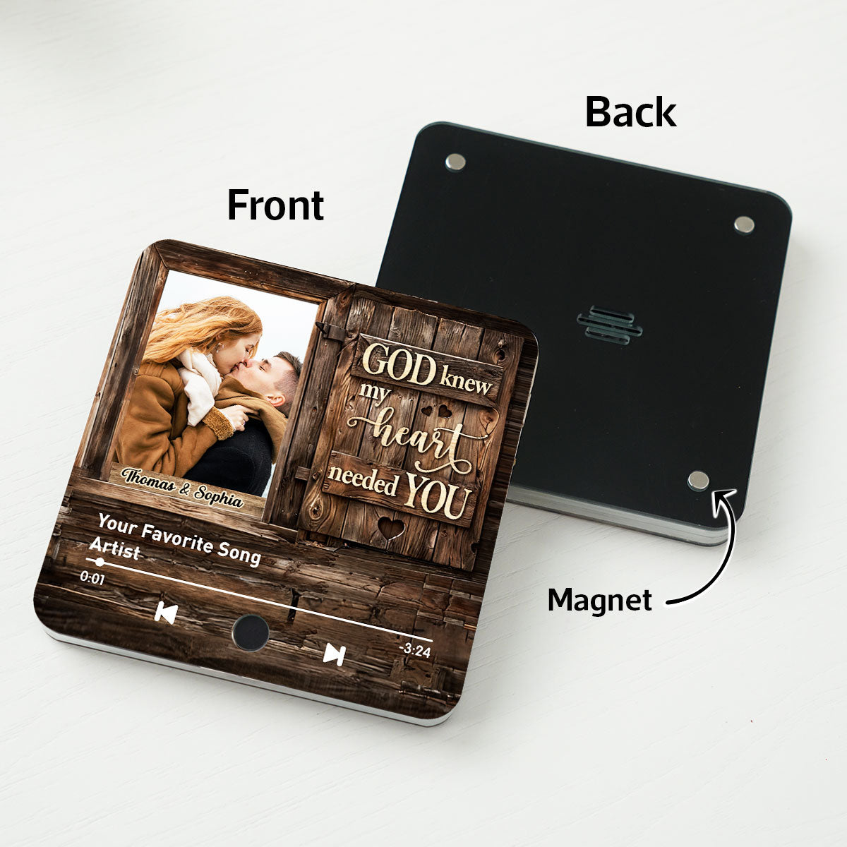 God Knew My Heart Needed You Couple Upload Photo Personalized Music Fridge Magnet, Heartfelt Gift For Couple, For Him, For Her, Boyfriend, Girlfriend, Husband, Wife