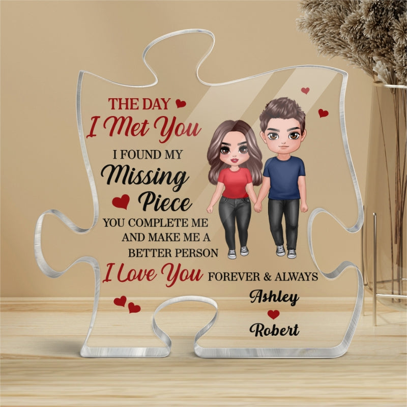 I Found My Missing Piece - Personalized Acrylic Block Plaque - Anniversary Gift For Him, Gift For Her