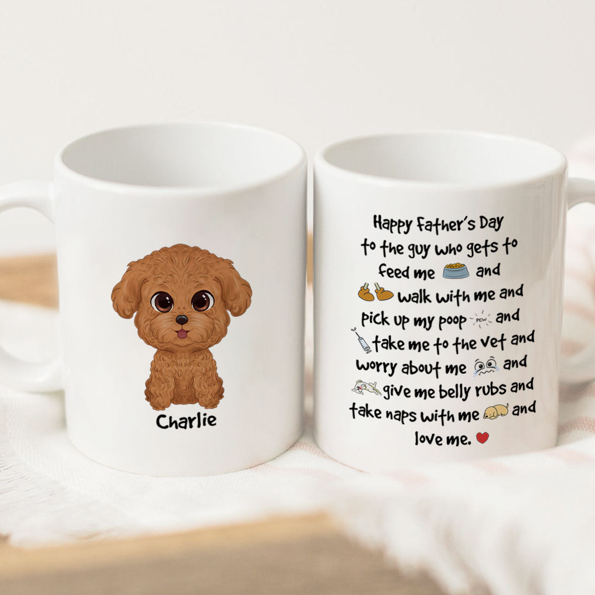 Watercolor Cute Dogs Happy Father‘s Day To The Guy Gift For Dog Dad Personalized Mug