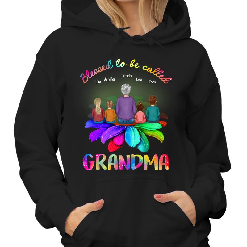 Blessed Grandma Sitting On Flower Personalized Shirt