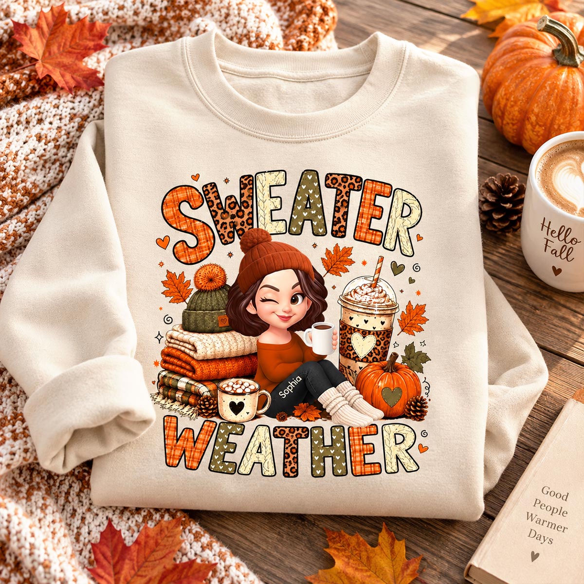 Sweater Weather Cozy Girl - Personalized Shirt - Fall Season Gift For Women