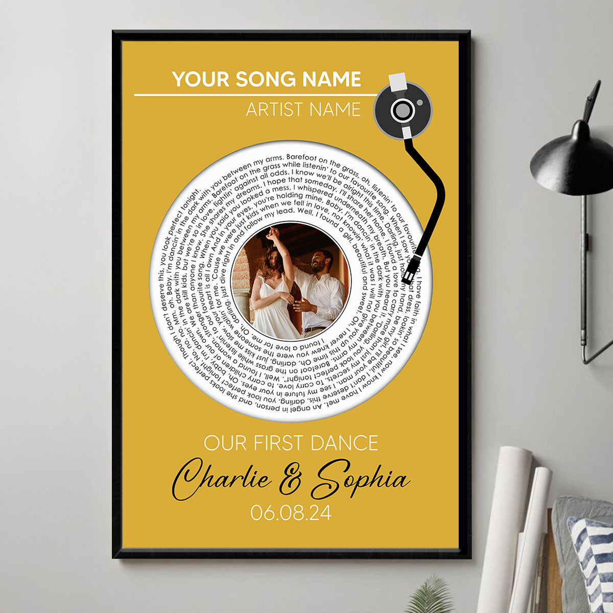 Upload Photo Custom Vinyl Lyrics Personalized Poster, Music Gift, Wedding Song Dance, Anniversary  Gift For Him, For Her, For The Couple