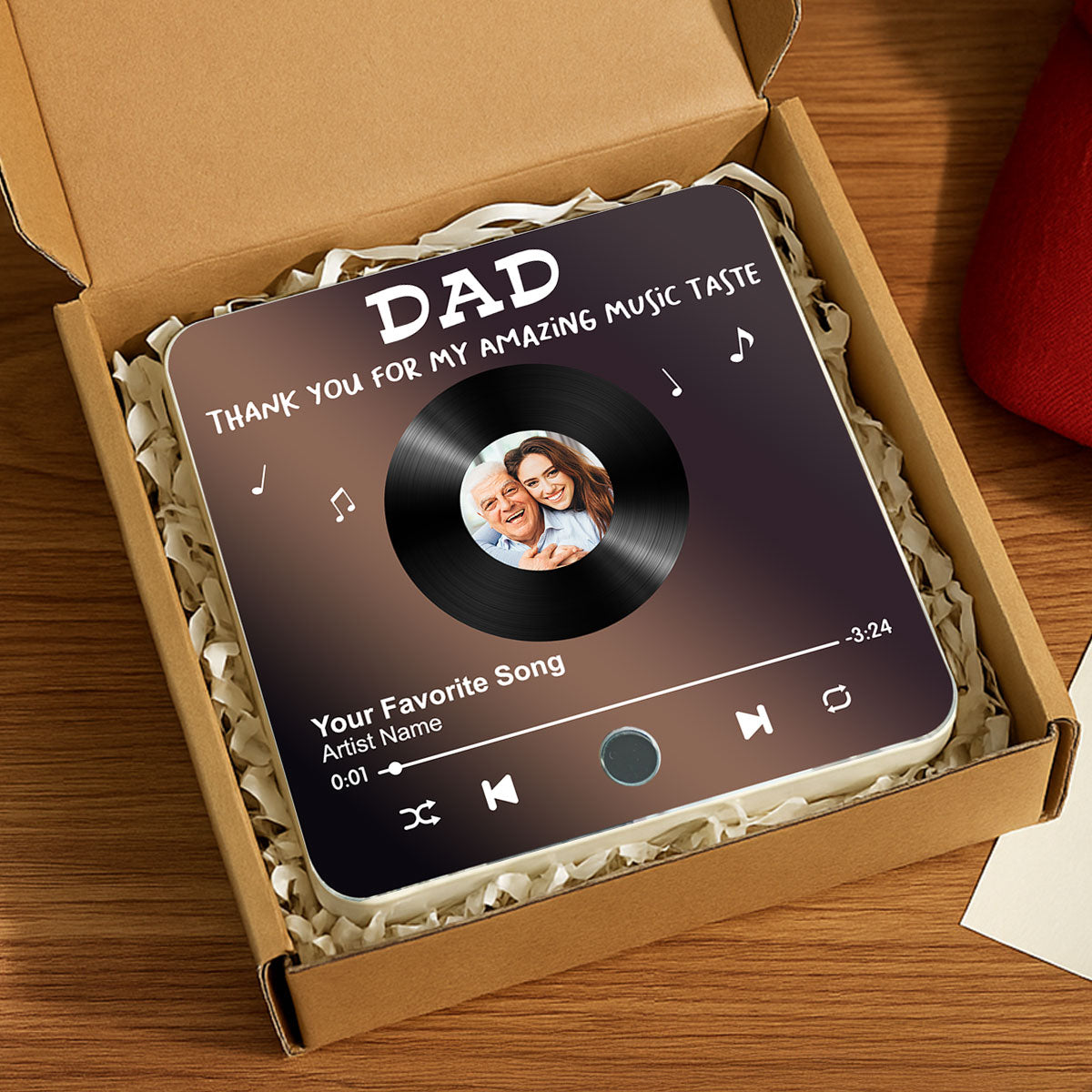 Dad Thank You For My Amazing Music Taste Upload Photo Favorite Song Personalized Music Fridge Magnet