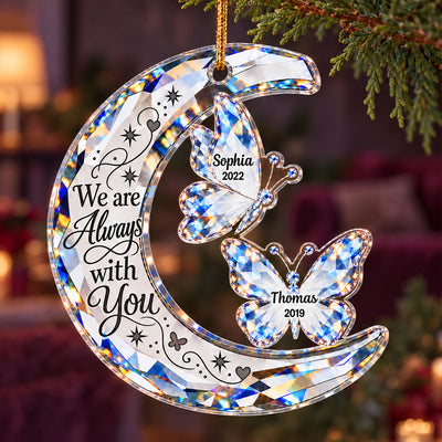 Moon And Butterfly Crystal Effect - Personalized Acrylic Ornament - Memorial Sympathy Gift