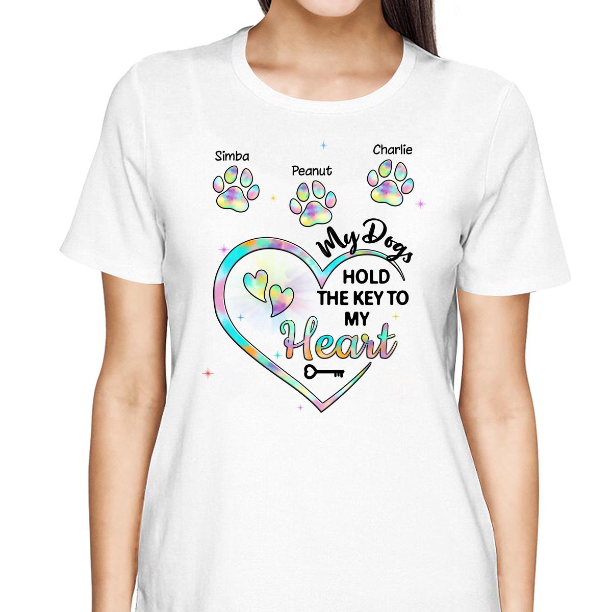 My Dogs Hold Key To My Heart Dog Mom Patterned Personalized Shirt