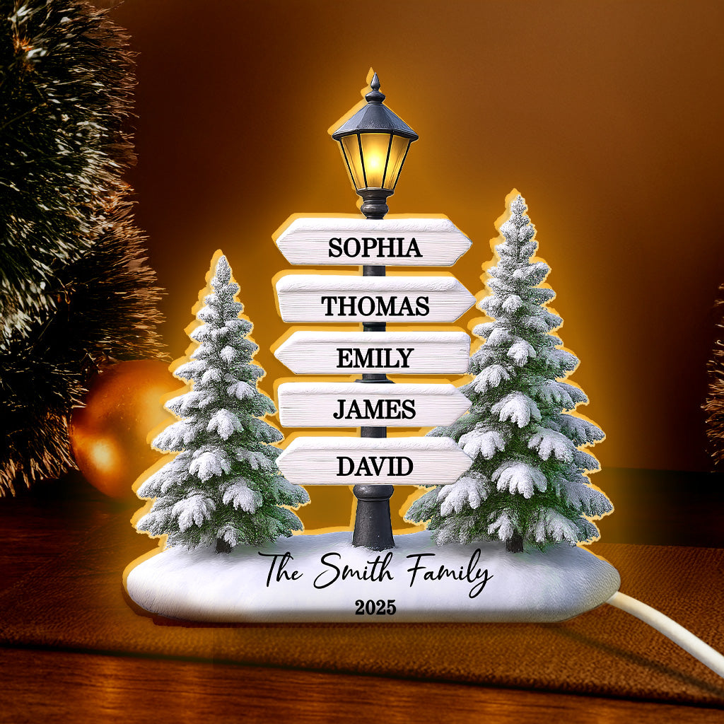 Christmas Family Lamp Posts Directional Signs - Personalized Light Box - Gift For Family