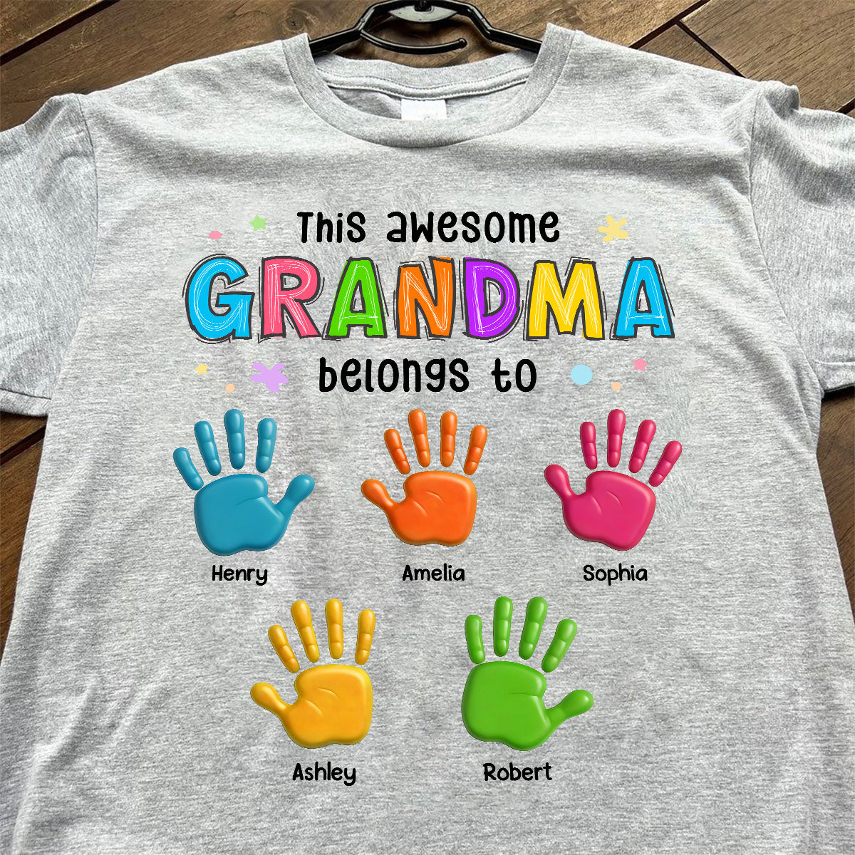 Belongs To Hand 3D Effect Colorful Handprints Personalized Shirt