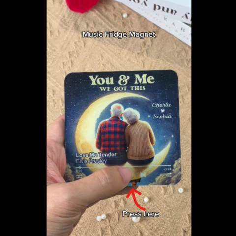 Old Couple Love To The Moon And Back Personalized Music Fridge Magnet, Valentine's Gift For Her, Gift For Him