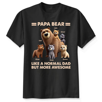 Papa Bear And Kids 3D Cute Personalized Shirt, Father's Day gift for Dads, Grandpas