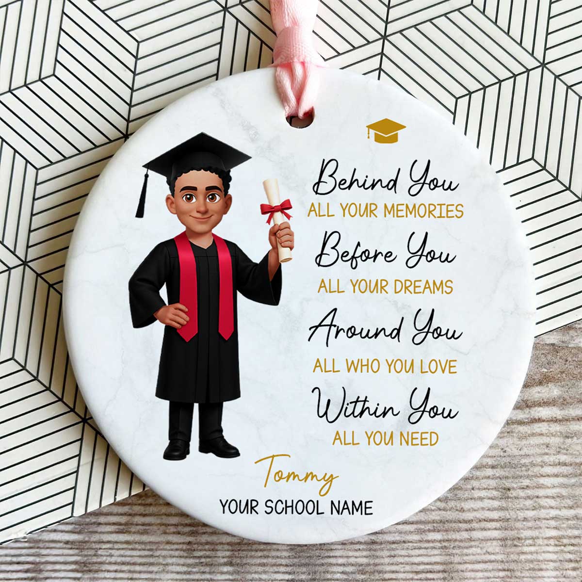 Behind You All Your Memories - Personalized Ceramic Ornament - Christmas Gift Graduation Gift For Senior