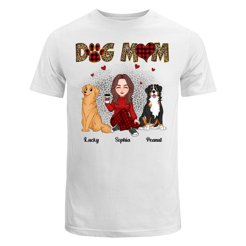 Red Buffalo Plaid And Leopard Pattern Cute Dog Mom Personalized Shirt