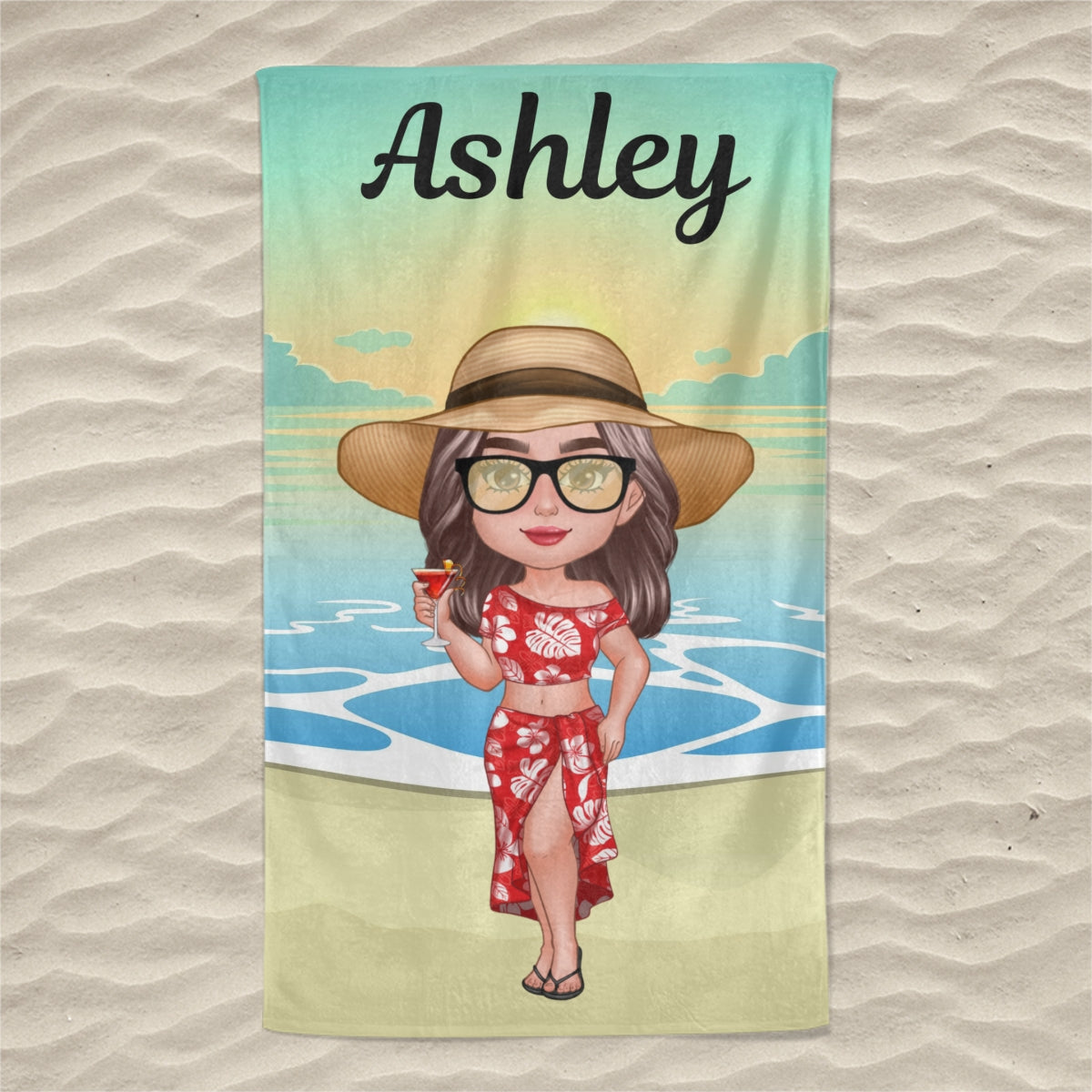 Besties Sisters New Face Doll Girl Standing Summer Personalized Beach Towel