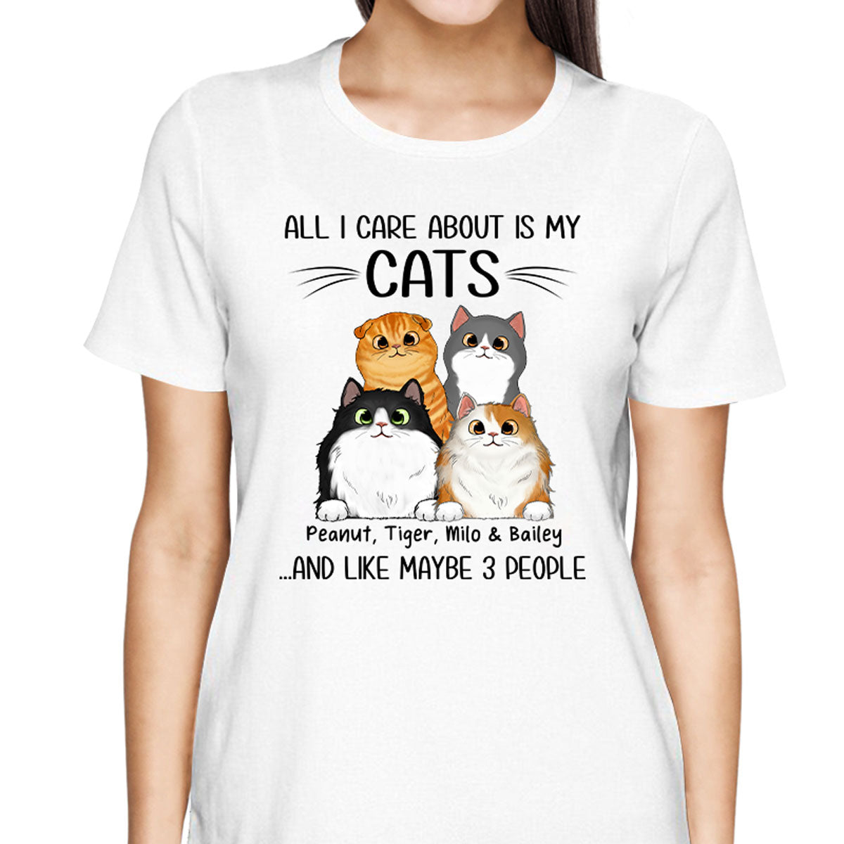 All I Care About Is My Cats And Like Maybe 3 People Personalized Shirt