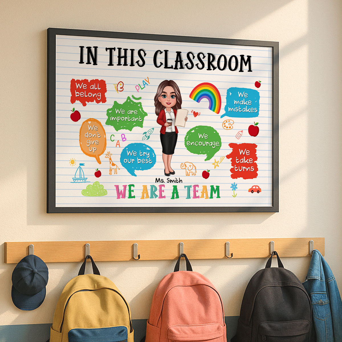 Teacher In This Classroom We're A Team Personalized Poster, Back To School Gift, Gift For Teacher