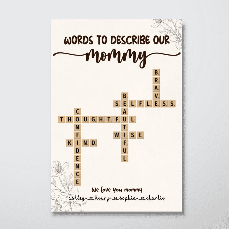 Words To Describe Our Mommy Crossword Puzzle Create Your Own Unique Gift Personalized Poster, Mother‘s Day Gift