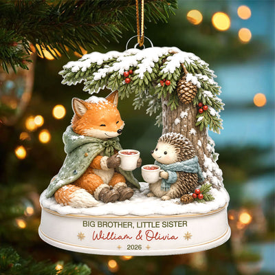 Big Brother Sister Little Kid - Personalized Acrylic Ornament - Christmas Keepsake