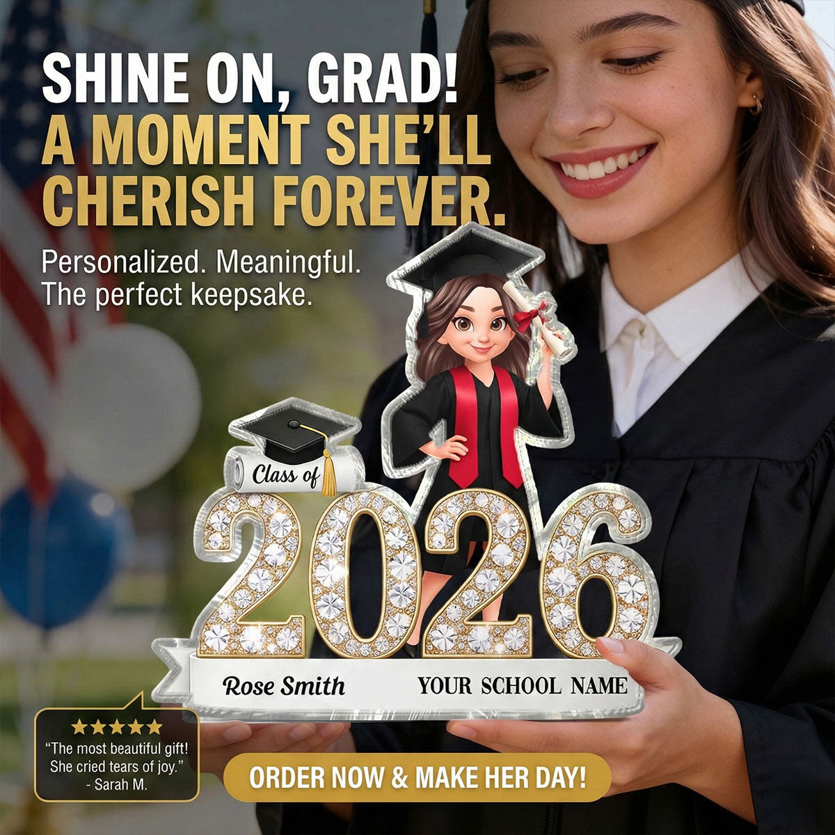Shining Effect Class Of Graduation Senior - Personalized Acrylic Block Plaque - Gift For Graduation Day, Graduation Gift, Keepsake
