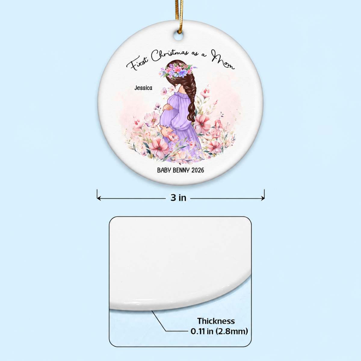 First Christmas as a Mom, Mom-to-Be Ornament, Baby Bumps first Christmas Gift