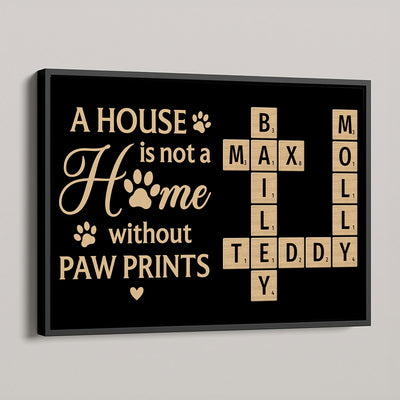 Pet Lover Home Decor Home With Paw Prints Crossword Puzzle Art Black Theme Personalized Poster