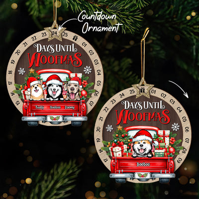 Days Until Woofmas Dogs On Truck Personalized Countdown Ornament, Christmas Gift For Dog Lovers