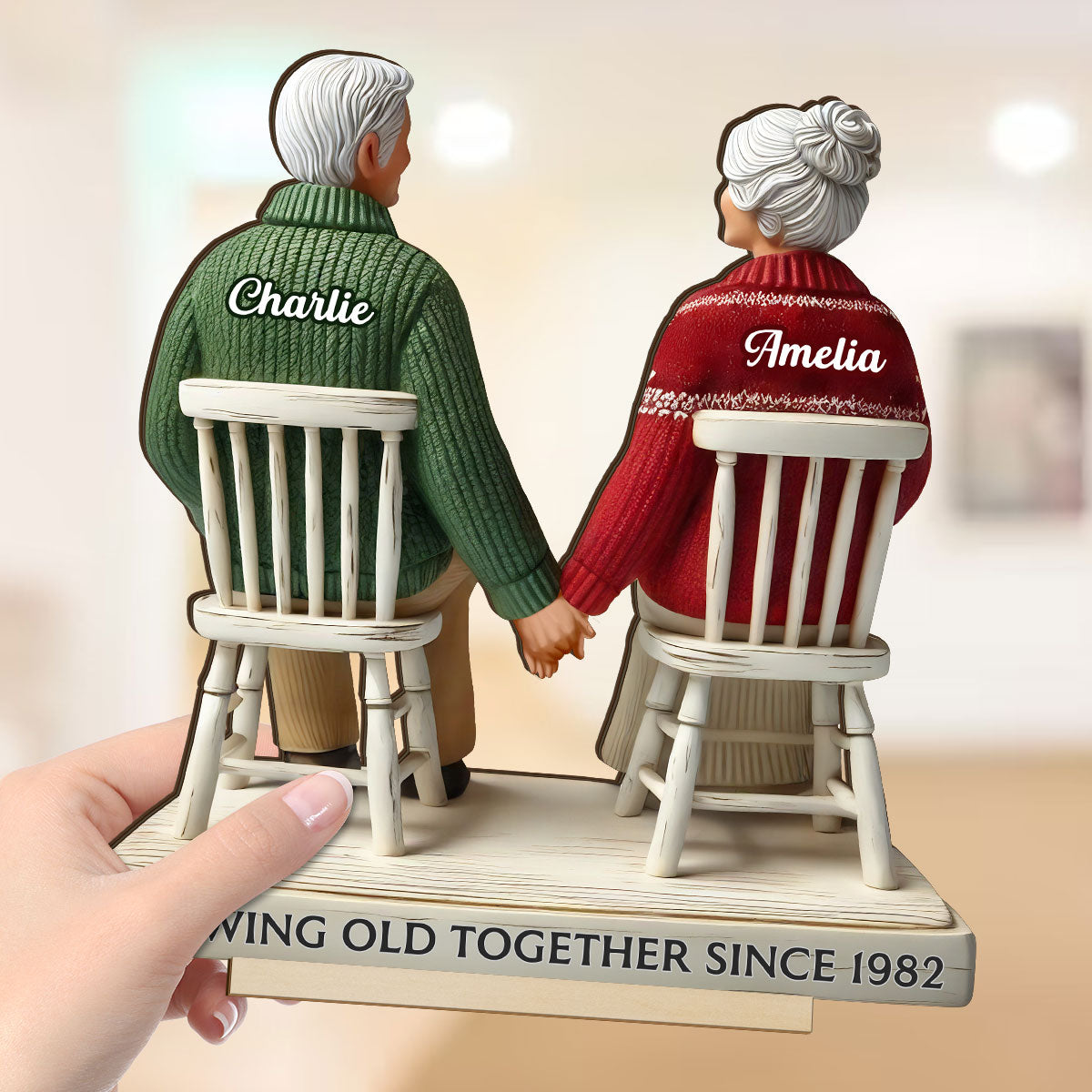 3D Effect Eternal Love Couple Growing Old Together - Personalized Wooden Plaque - Heartfelt Gift For Couple, For Him, For Her, Husband, Wife