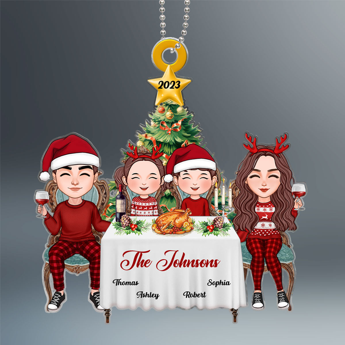 Family Christmas Dinner Table Personalized Acrylic Ornament