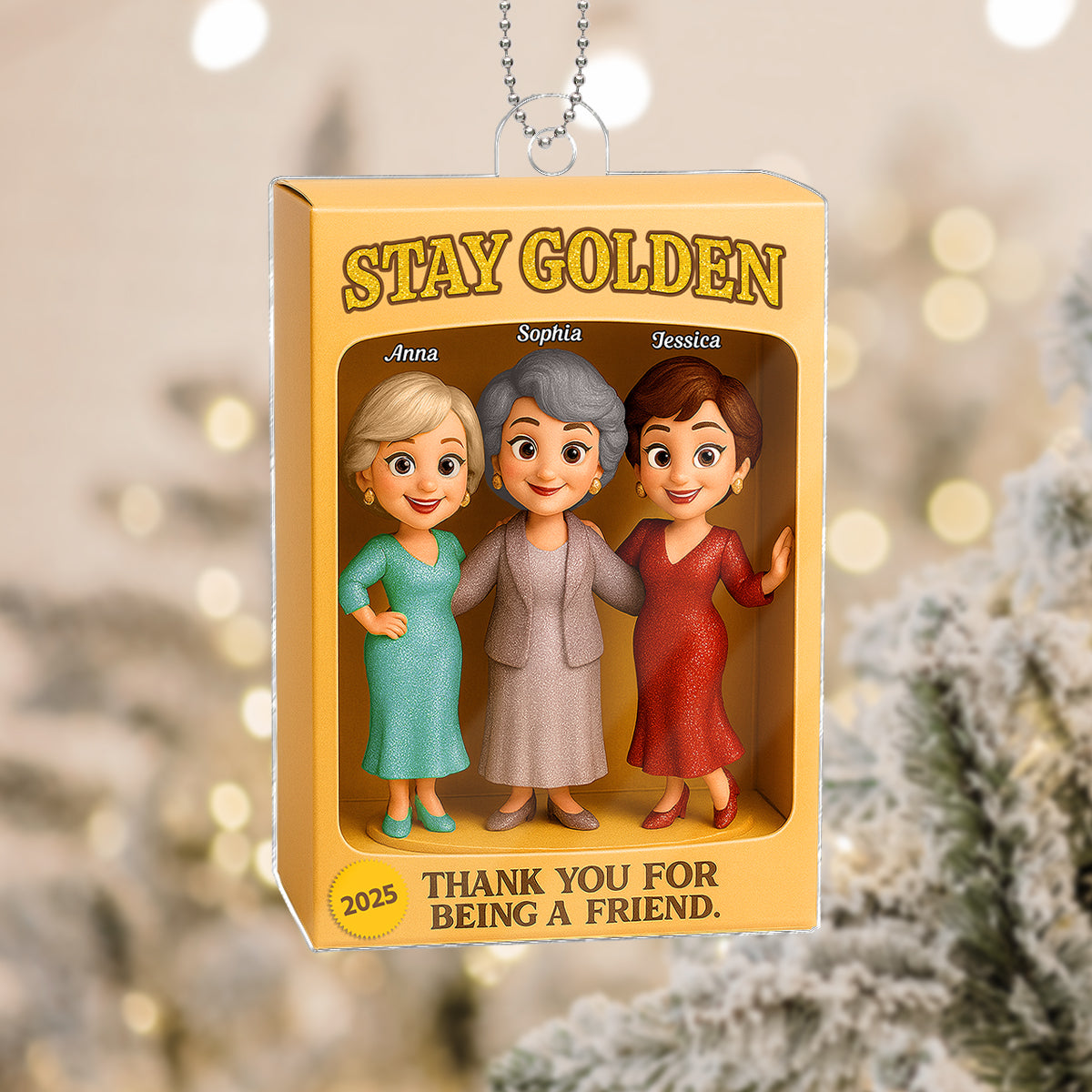 Stay Golden Thank You For Being A Friend Toy Box Style - Personalized Acrylic Ornament - Christmas Gift For Best Friends