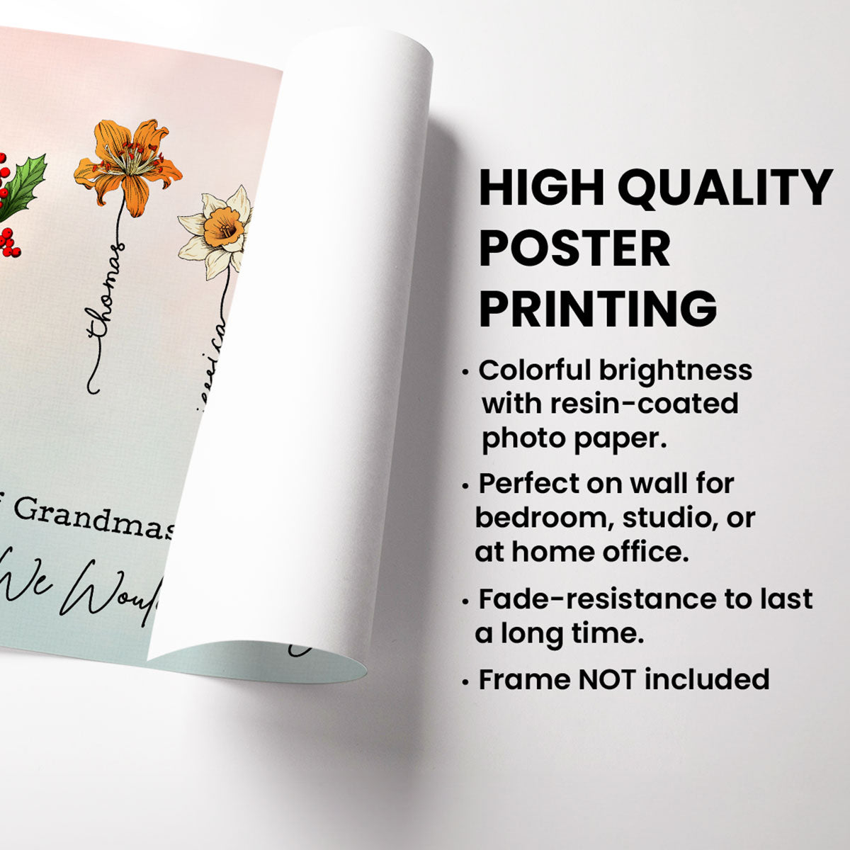 If Grandmas Were Flowers Beautiful Birth Month Flower Personalized Poster, Gift