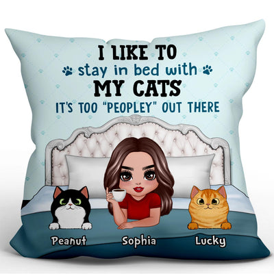 Stay In The Bed With Cat Dog Gift For Pet Lover Personalized Pillow