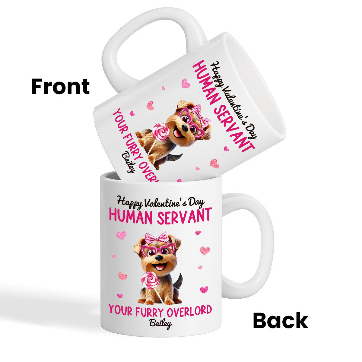 Funny Cartoon Dogs Happy  Human Servant Personalized Mug,  Gift For Dog Lovers, Dog Moms