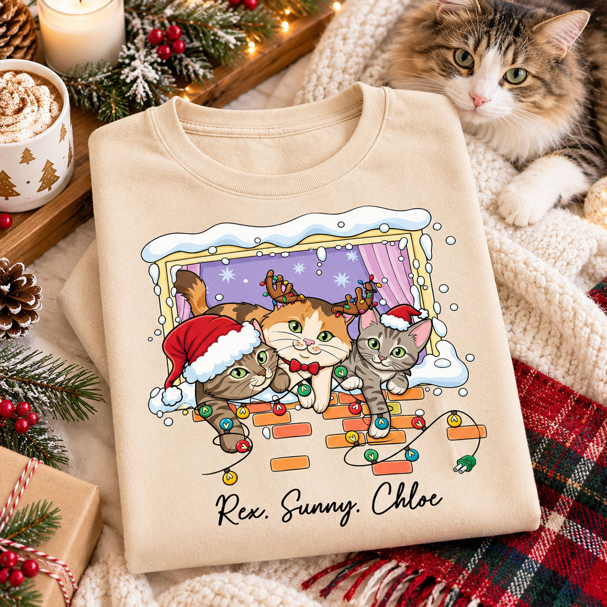Trending Cute Christmas Cat Dog - Personalized Shirt - Christmas Gift For Cat Lover, Dog Lover