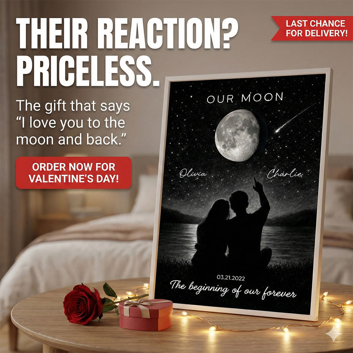 Night Sky Custom Couple Moon Phase - Personalized Poster - Valentine's Day Gift For Couple, For Her, For Him