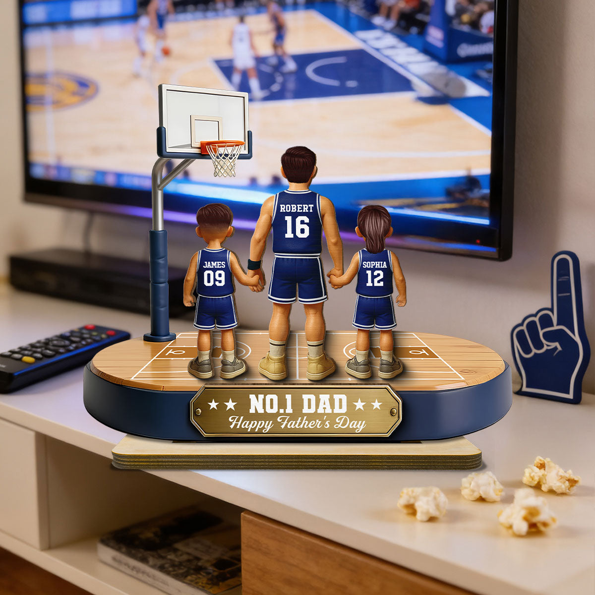 Daddy's Basketball Dream Team - Personalized 2-Layered Wooden Plaque - Father's Day Gift For Basketball Dad
