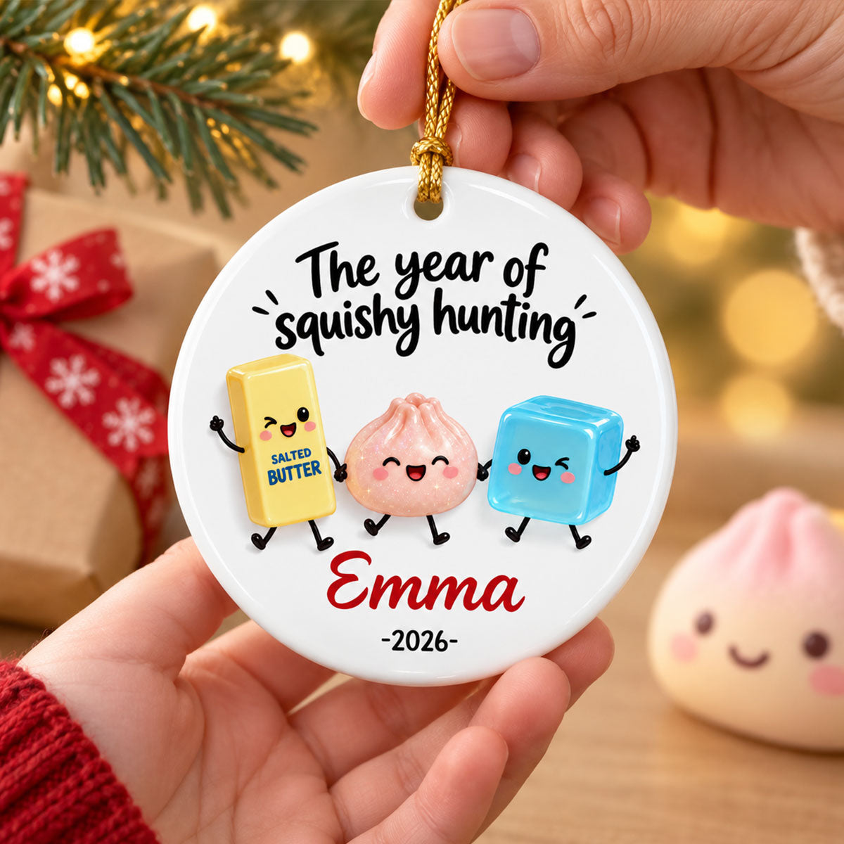 The Year Of Squishies 2D Flat - Personalized Ceramic Ornament - Christmas Keepsake