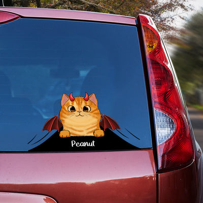 Peeking Halloween Cats Personalized Decal, Halloween Decor