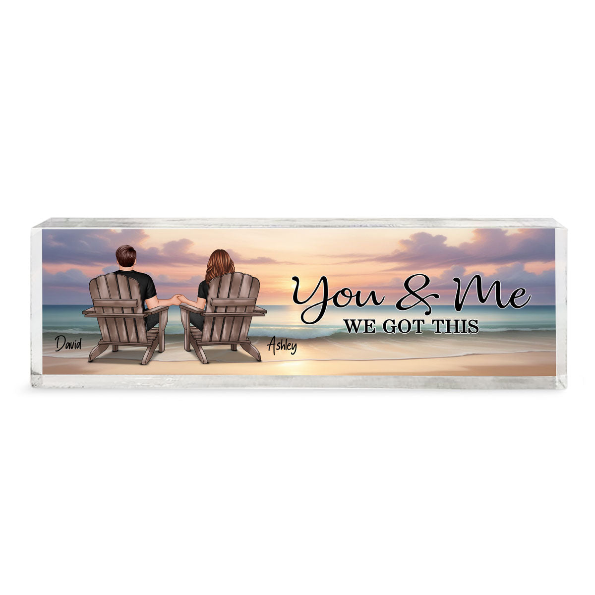 You & Me We Got This Couple Back View At Beach Personalized Acrylic Desk Block Plaque