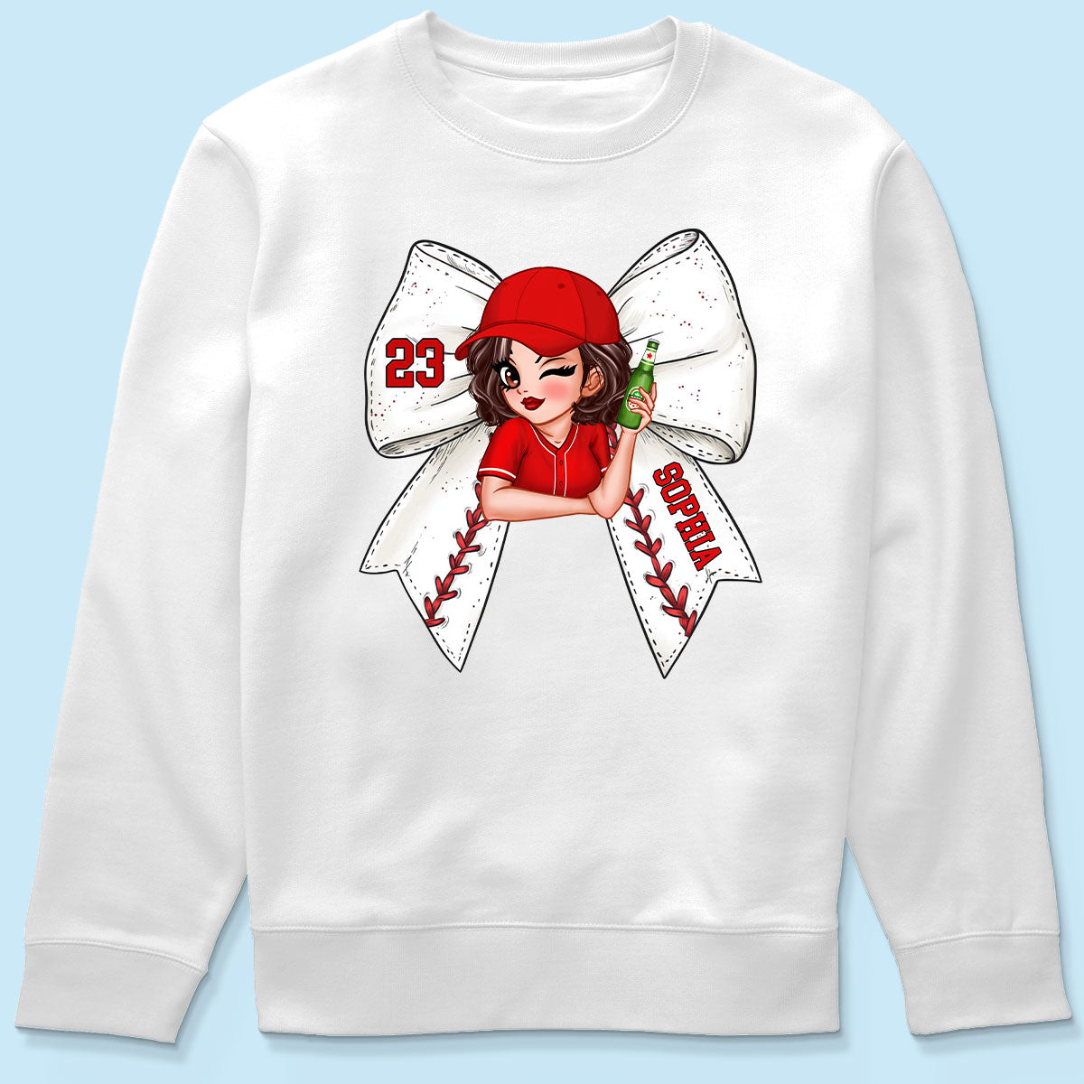 Baseball Softball Bow With Jersey Number Personalized Shirt, Perfect Gift For Her, For Baseball Wife, For Baseball Mom