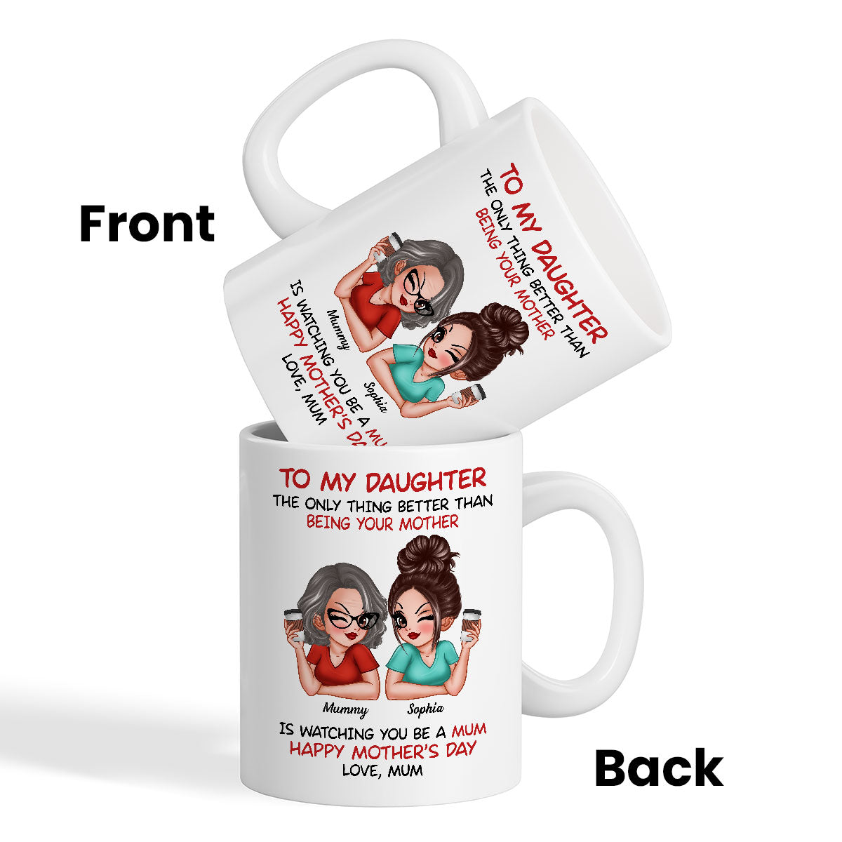 To My Daughter From Mum Happy Mother's Day - Personalised Mug - Mother's Day Gift For Daughter