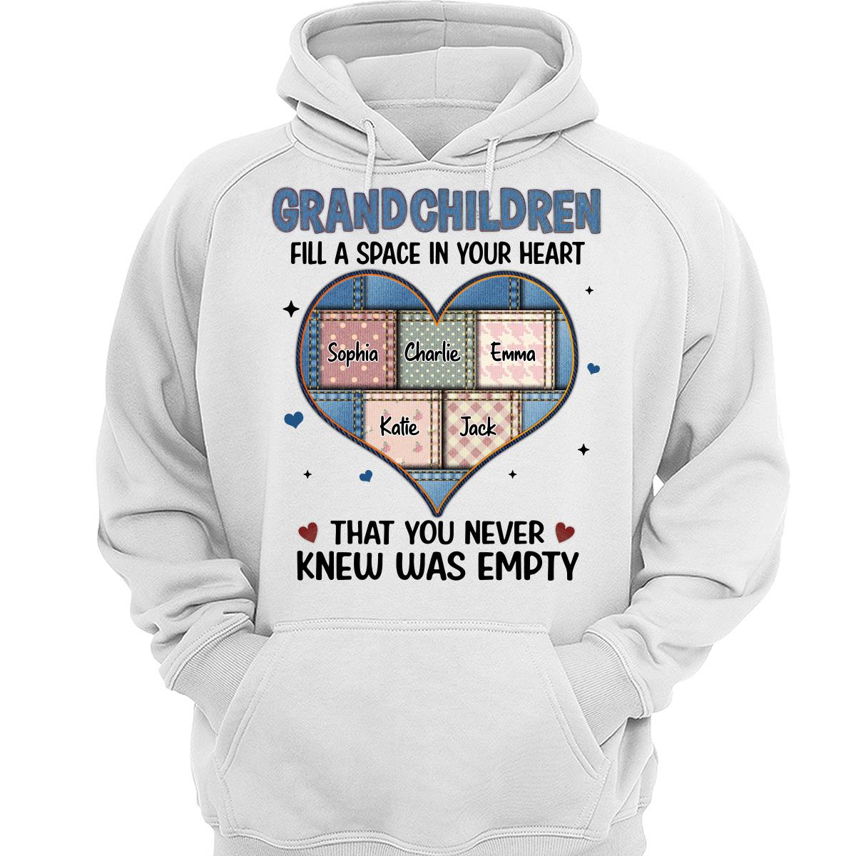 Grandchildren Fill Spaces In Grandma Heart Floral Patterns Personalized Shirt