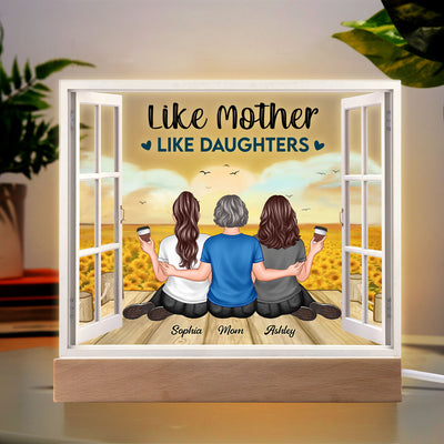 Mother Daughter Sunflower Field Window Personalized LED Night Light
