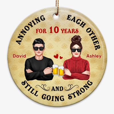 Couple Annoying Each Other Man Woman Christmas Personalized Circle Ornament