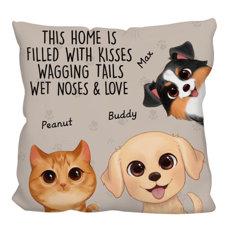 This Home Is Filled With Kisses Wagging Tails Gift For Dog Cat Pet Lover Personalized Pillow