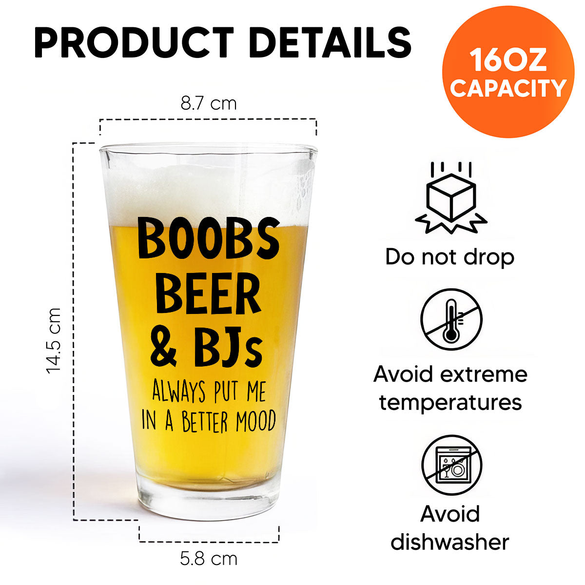 Boobs Beer Always Put Me In A Better Mood Funny Gift For Husband Personalized Beer Glass