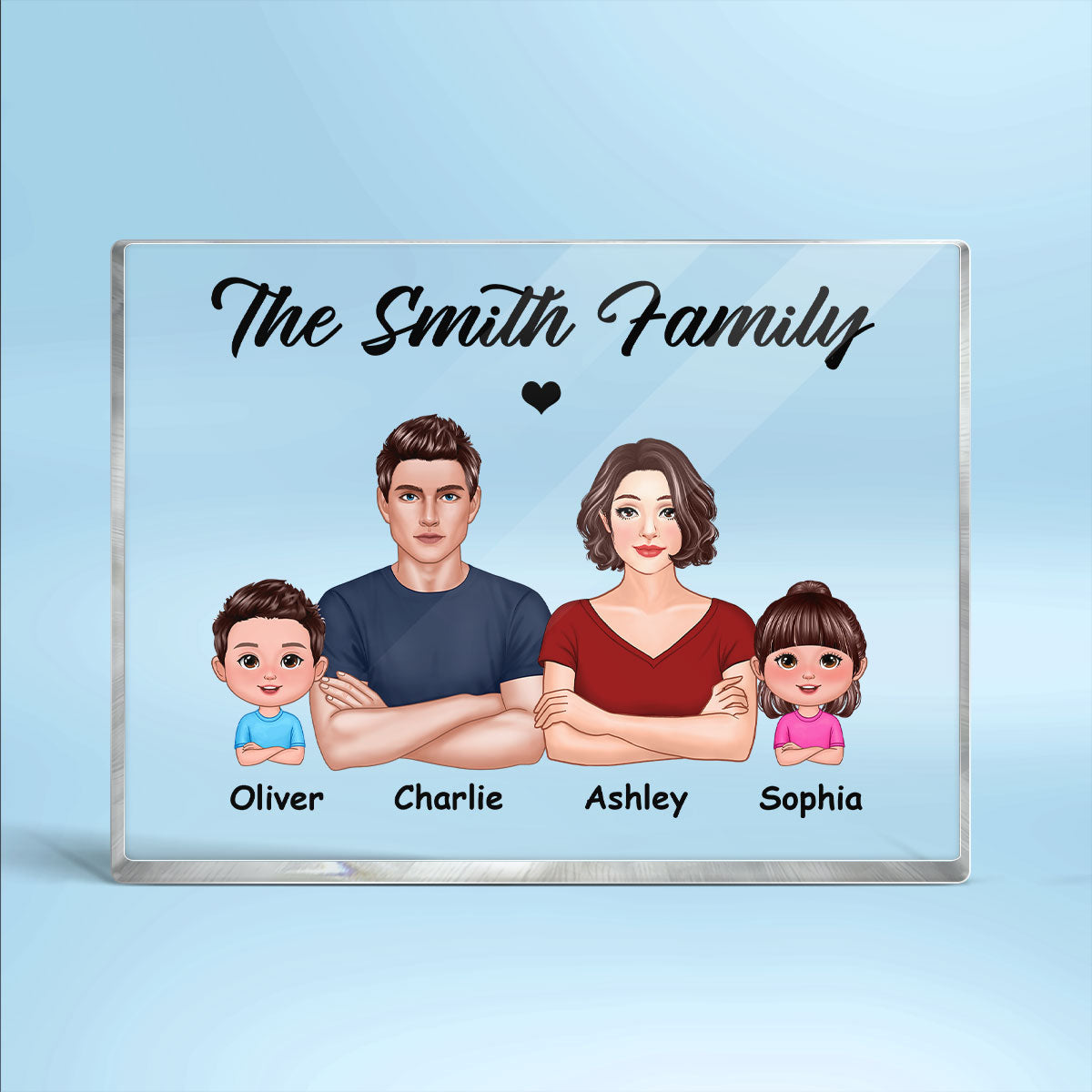 Pretty Family Crossed Arms Personalized Horizontal Acrylic Block Plaque