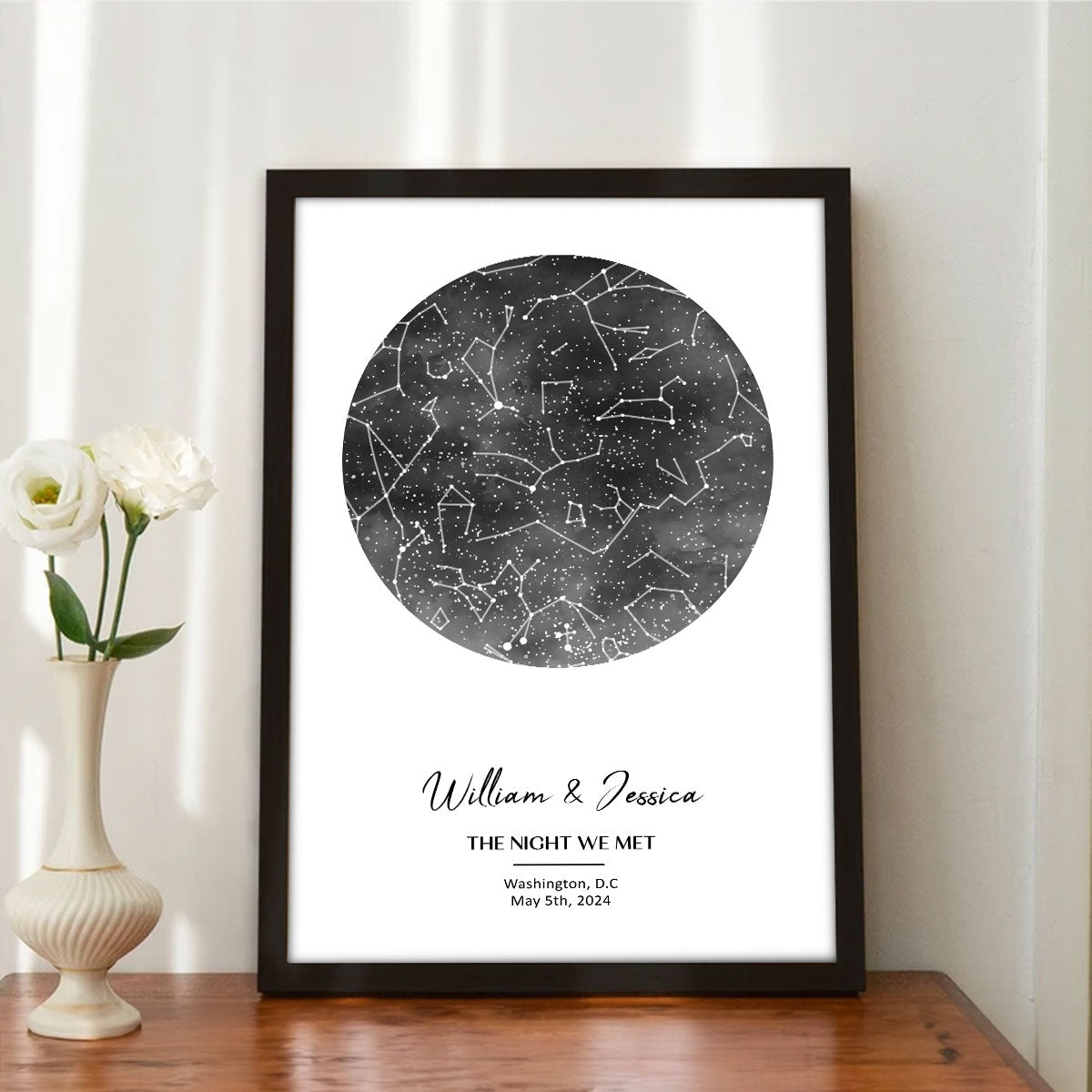 Capture the Precious Moment with the Unique Custom Star Map Poster, The Night We Met Couple Anniversary Gift, Wedding Gift, Constellation Print, Real Astronomical Data