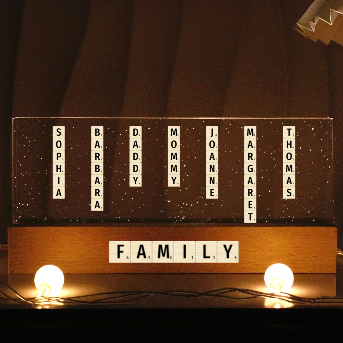 Family Friends Grandma Puzzle Words Personalized Acrylic Block LED Night Light