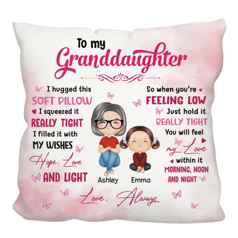 To My Granddaughter Grandson Doll Grandma Grandkids Watercolor Style Personalized Pillow